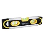 9-Inch Magnetic Torpedo Level and Ruler, 180/90/45 Degree Bubbles, Black