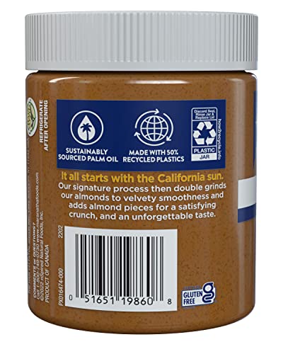 MaraNatha Natural Crunchy Almond Butter, No Stir, No Sugar or Salt Added , 12 Ounce Jar