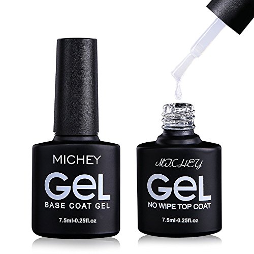 No Wipe Gel Top Coat and Base Coat Set, MIYOUNE UV LED Soak Off Gel Nail Polish kit,2pcs, 0.25 fl oz