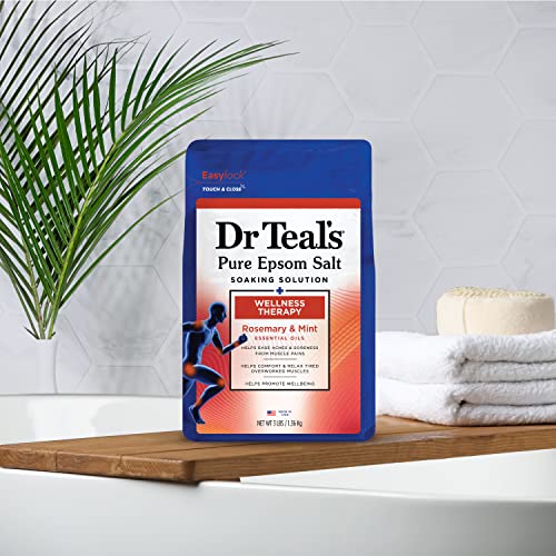 Dr Teal's Pure Epsom Salt Soak, Wellness Therapy with Rosemary & Mint, 3 lbs (Pack of 4) - image 7