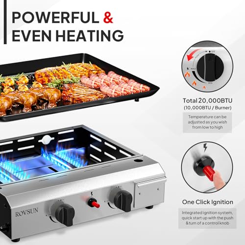 Bonnlo-Flat-Top-Grill-w-2-Burners-20000BTU-Portable-Propane-Griddle-with-Nonstick-Enameled-Tray-Outdoor-Griddle-with-Electronic-Ignition-Side-Shelves-Regulator-Ideal-for-Camping-BBQ-Tailgating Bonnlo Flat Top Grill w 2 Burners 20000BTU Portable Propane Griddle with Nonstick Enameled Tray Outdoor Griddle with Electronic Ignition Side Shelves Regulator Ideal for Camping BBQ Tailgating