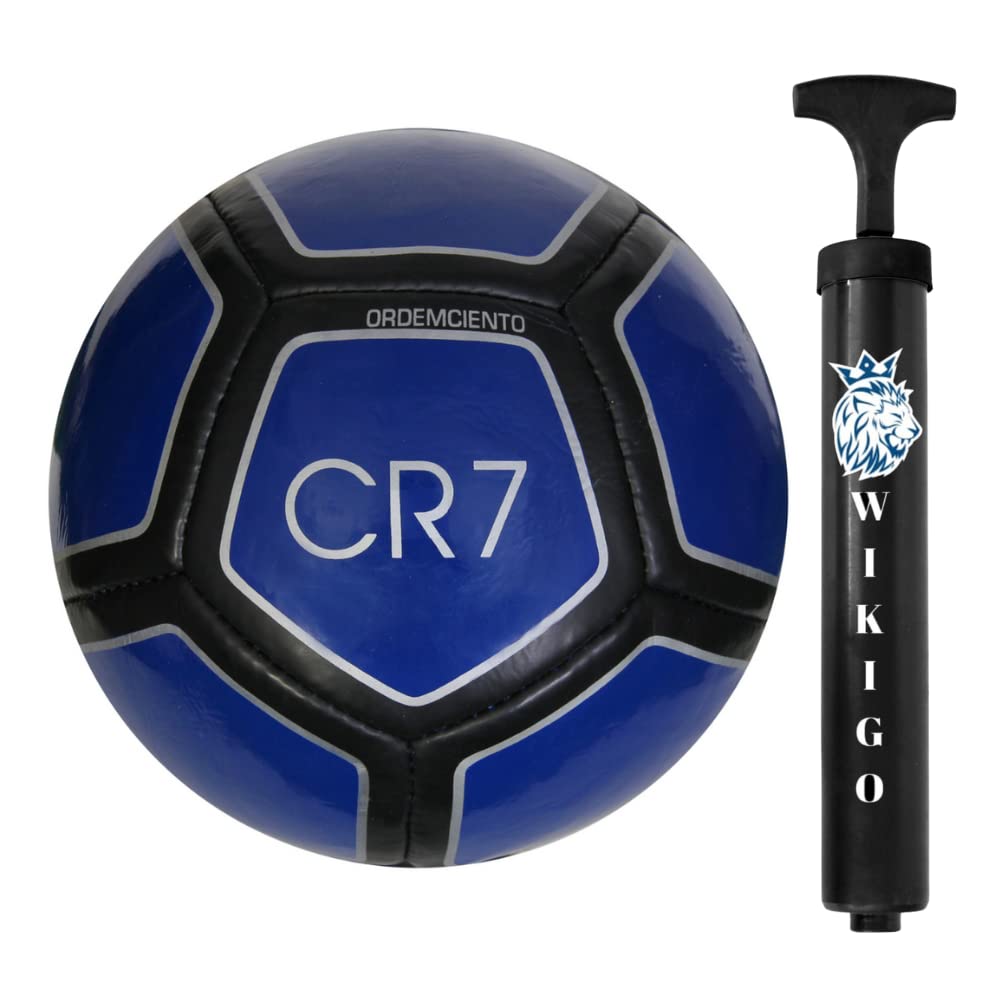 WIKIGO Combo Blue CR-7 Football with Air Pump | Water Resistant | Football for Training & Match Practice Outdoor Soccer Ball | Size 5-image-19