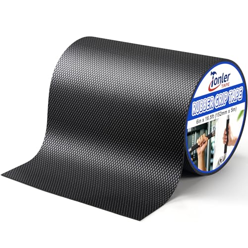 Ultra-Thin Black Anti-Slip Rubber Grip Tape 6" x 16.5FT Strong Adhesive