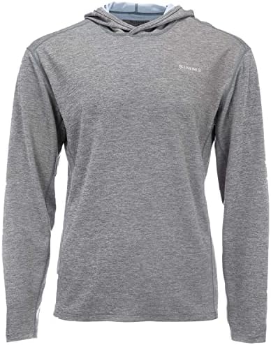 Simms Mens Bugstopper Hoodie Long Sleeve Shirt with Insect Shield, UPF 30 Breathable Outdoor Fishing Shirt, Steel Heather, Medium