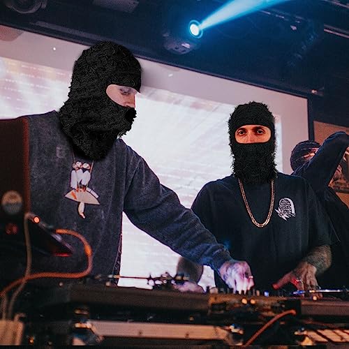 Xurigox 2 Pcs Distressed Balaclava Ski Mask Knitted Full Face Windproof Winter Premium Cool Ski Mask For Men And Women One Size Yeat Shiesty Distress Mask #TOP4