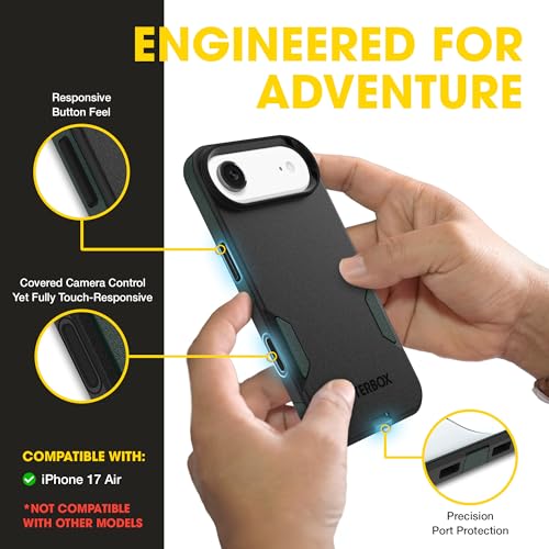 Image of OtterBox iPhone 17 Air (Only) - Commuter Series Case - Built-in MagSafe - Thin, Dual-Layer, Pocket-Friendly, Port Cover - Forest Night (Black /Green)
