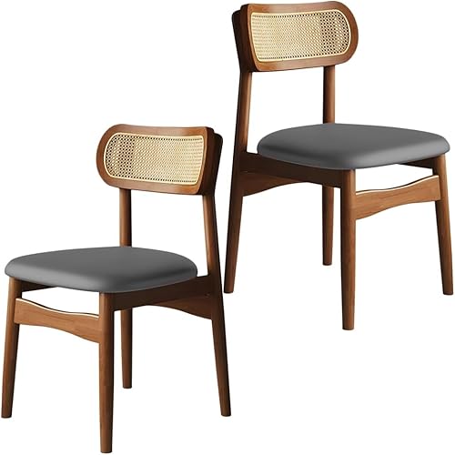 Miniatura 35 de YVYKFZD Sillas de comedor de madera maciza, juego de sillas de cocina sin brazos, silla de comedor con respaldo de ratán, silla lateral cómoda