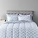Amazon Basics Full/Queen Comforter Set with Herringbone Sheets, 7-Piece Gray Leaf Bedding, Lightweight Microfiber Bed-in-a-Bag