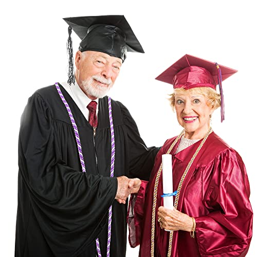 Image of Trounistro 8 Pieces Graduation Cords Yarn Honor Cords with Tassel for College Graduation Students (White with Purple)