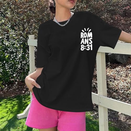 Oversized Christian Shirts for Women Faith Jesus Bible Verse If God is for Us Tshirts Religious Graphic Tees Tops3