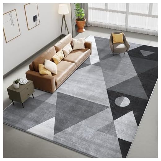 HOMFINE Tapis de Salon Moderne - Grand Tapis Lavable Super Doux et Antidérapant(Mousse épaisse), Tapis Poil Ras Salon, Tapis Salle a Manger, Tapis Chambre, Tapis Poil Court, 160x230 cm Gris