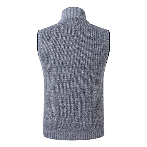 Men's Zip Sleeveless Knit Sweater Slim Fit Stand Collar Cardigan Vest Man Flannel Lined Casual Warm Sweater Vests2