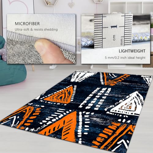Tapis lavable à triangles orange pour une salle à manger moderne - 5