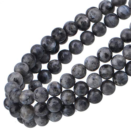 Image of 100Pcs Natural Crystal Beads Stone Gemstone Round Loose Energy Healing Beads with Free Crystal Stretch Cord for Jewelry Making (Larvikite Labradorite, 6MM)