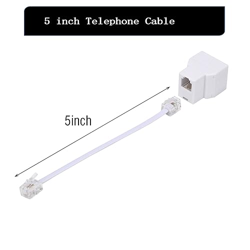Miniatura 10 de Ubramac Divisor de línea telefónica, divisor de teléfono, con enchufes RJ11 6P4C, adecuado para teléfono, máquina de fax, paquete de 2 unidades