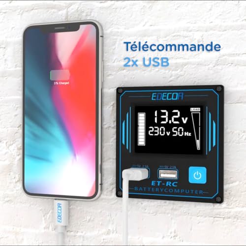 Convertisseur 12v 220v 3000w EDECOA avec télécommande et écran - 3