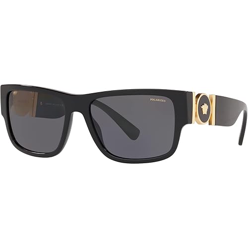 Versace Man Sunglasses Black Frame, Dark Grey Polarized Lenses, 58MM
