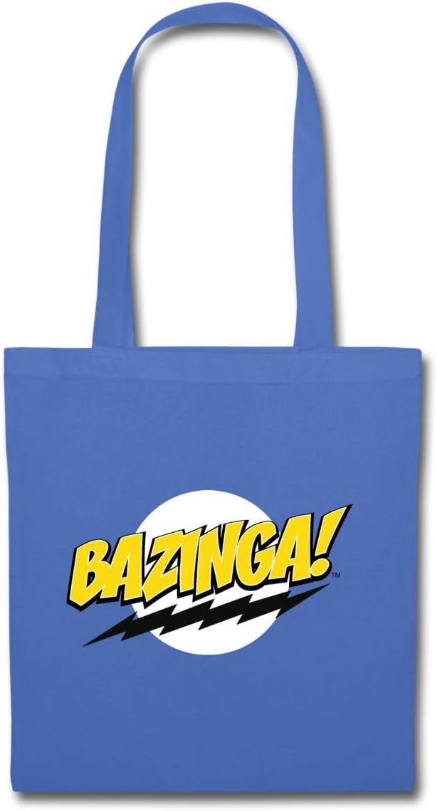 Spreadshirt The Big Bang Theory Sheldon Cooper Quote Bazinga Tote Bag, One Size, Light Blue