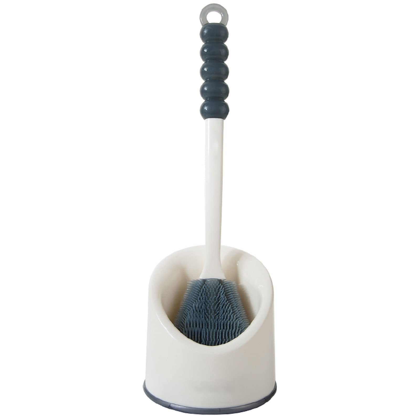 Brosse de cuvette de toilette avec support, nettoyage en profondeur, antidérapant, long manche, séchage rapide, design sur pied, outil de nettoyage de salle de bain (blanc)