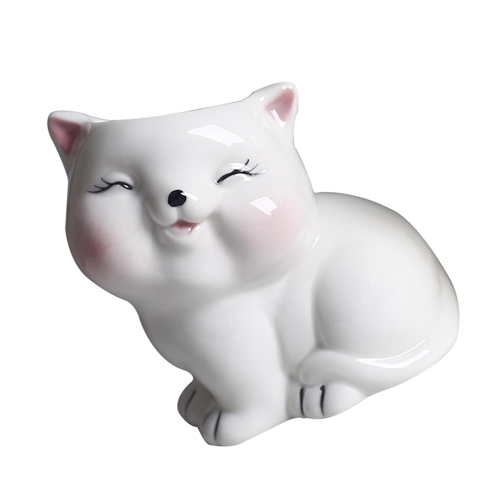 Shurhome Ceramic Fleshy Plant Container Kitten Planter Flowerpot Ornament for Plant Cactuses Container Home Balcony Decors Desktop Planter