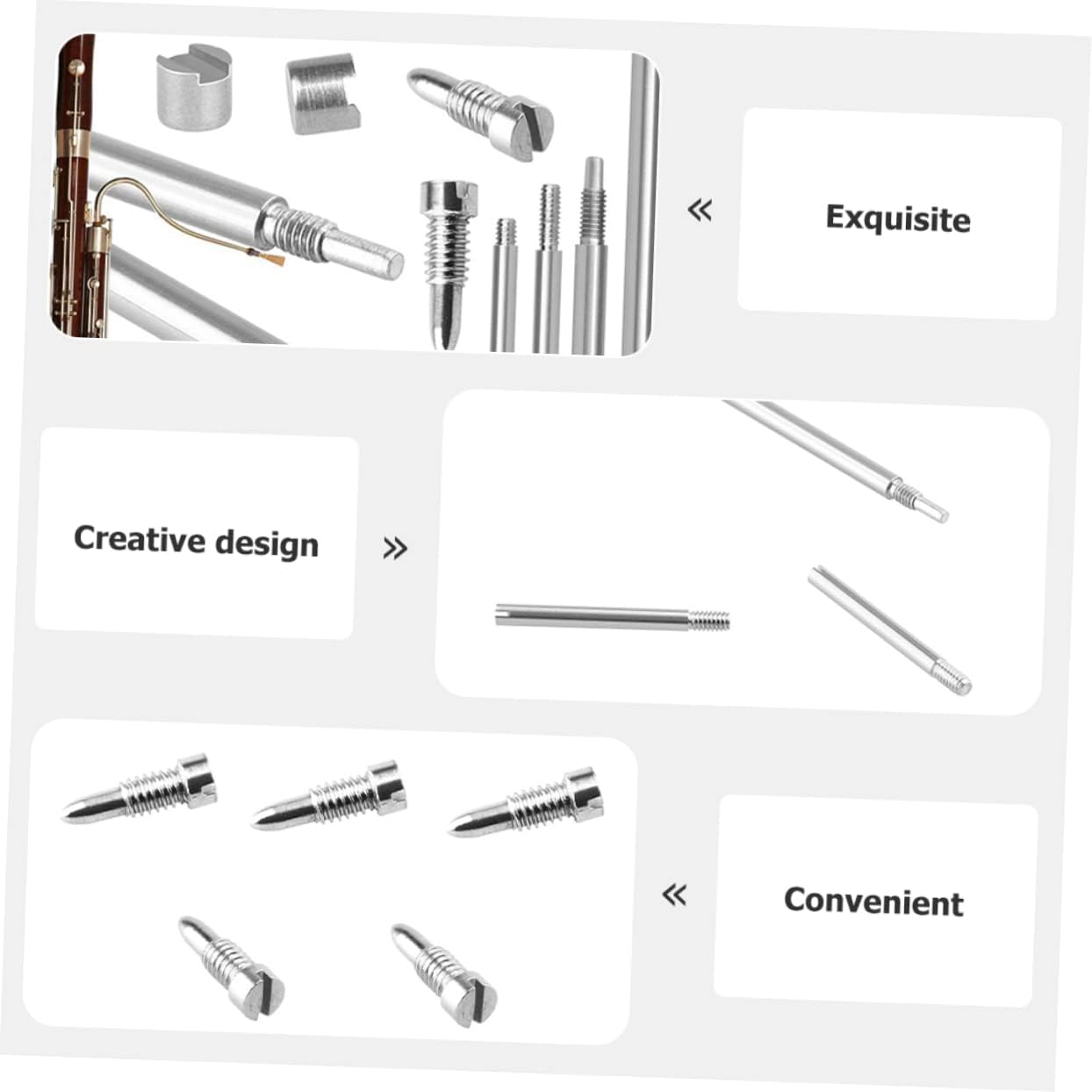 SHOWERORO Bassoon Repair Parts Kit Durable Instrument Repair Tools with Rods Screws and Blocks for Bassoon Maintenance and Replacement Accessories