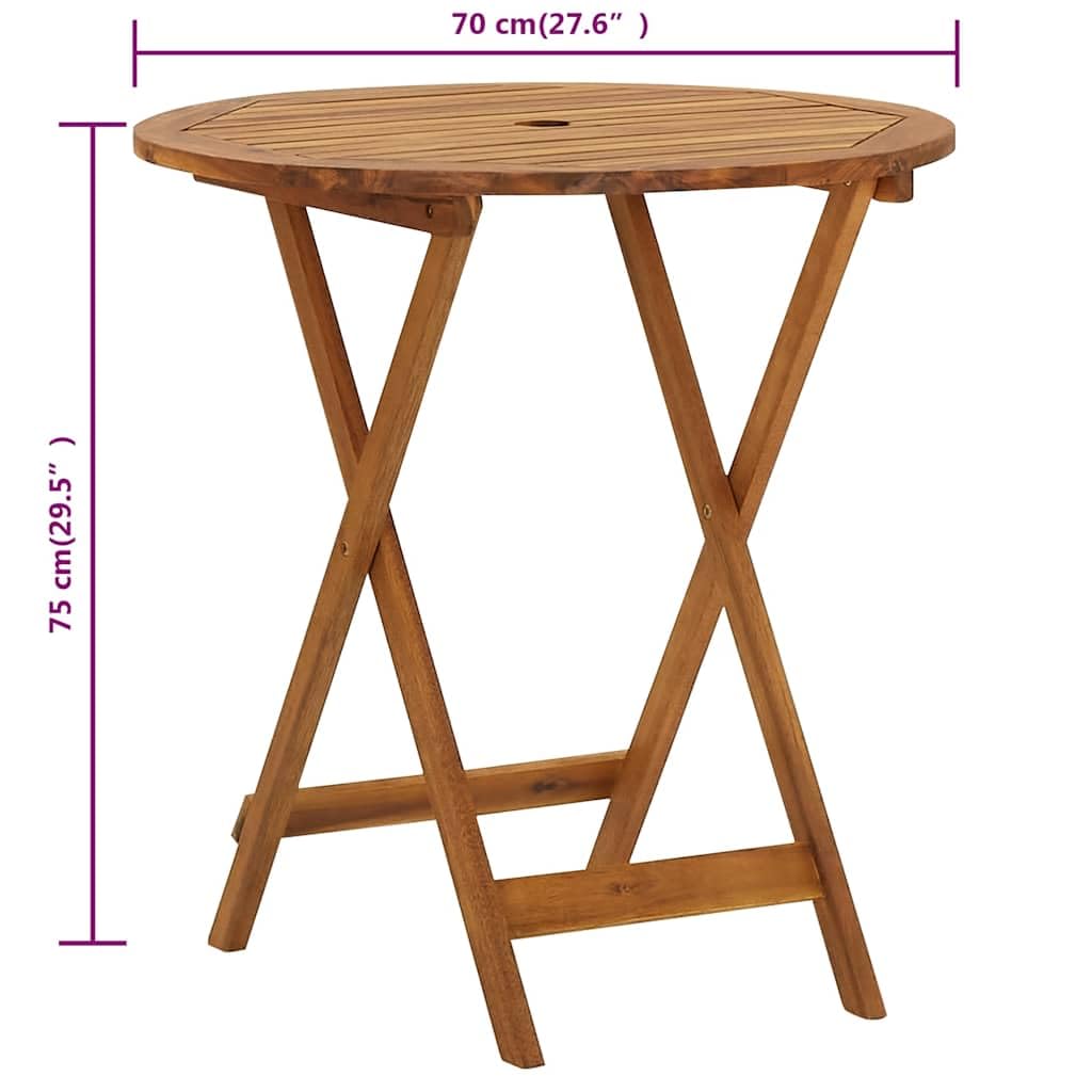 vidaXL Tavolo da Giardino Pieghevole 70 cm in Massello di Acacia