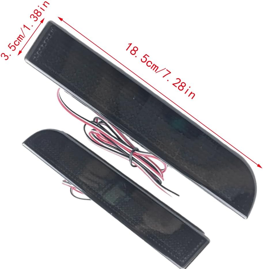 Riloer Red LED Rear Bumper Reflector 8355A039 Smoke Lens, 2008-2017 Compatible with Mitsubishi Lancer, Rear Bumper Tail Light Lamp