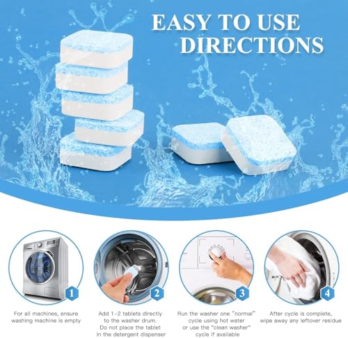 Image of Zerfa Pack of 70 Washing Machine Deep Cleaner Tablets, Descaling Powder Tablets for All Company's Front & Top Load Machine, for Automatic Cleaning of Tub & Drum Stain Remover (15g Each | 1kg Total)