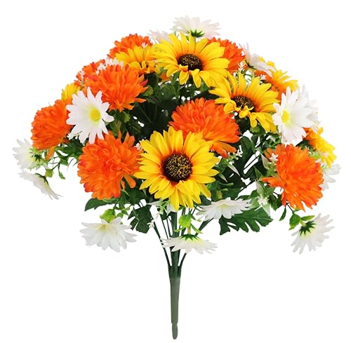 Kunstblumenstrauß Dahlien Margeriten Sonnenblume Blumensträuße Seidenblumen Gänseblümchen Kunstblumen Dekoblumen Bouquet Blumenstrauß Hochzeit Haus Tischdeko