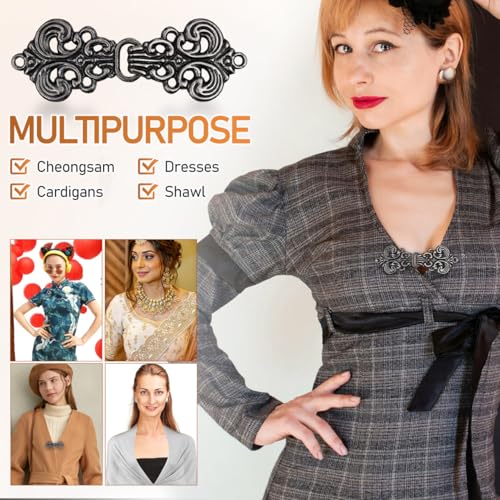 Image of 10 Pieces Vintage Sweater Swirl Clip Cape Cloak Clips for Dress Retro Cardigan Buckle Shawl for Girl Women 1.96 X 0.70 Inch