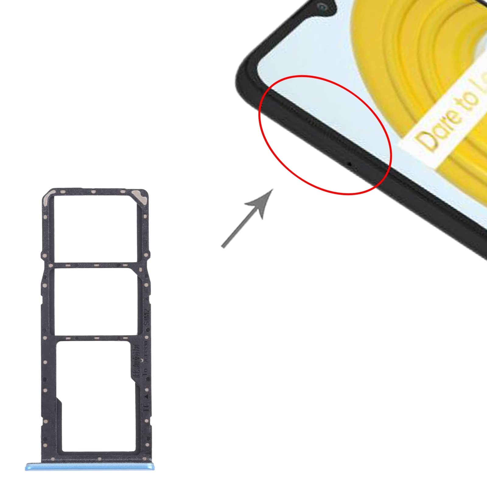 Vassoio SIM + MicroSD Per Oppo Realme C21 E C21Y – Modelli RMX3201 RMX3261, Colore Nero