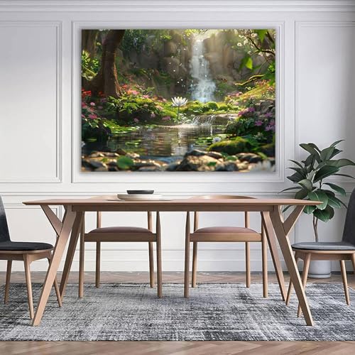 Tableau decoration murale salon paysage forestier 40x60cm encadrée - 2