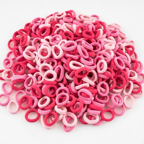 400 PCS Baby Hair Ties No Damage Elastic Ponytail Holders Soft Seamless Multicolor Hair Bands for Toddlers and Girls Baby Hair Accessories (Mixed Pink)