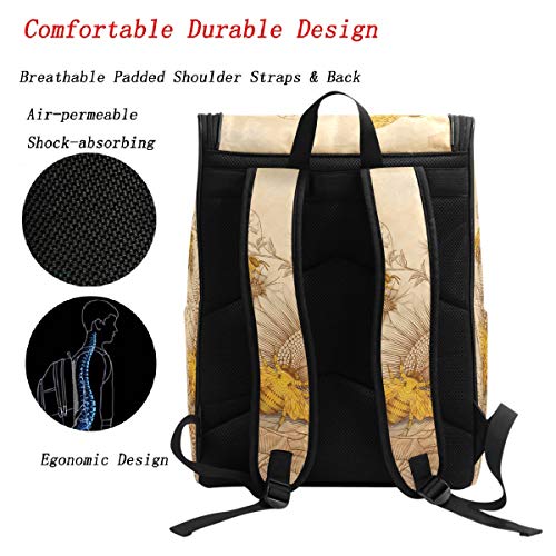 Naanle Stylish Honey Bees And Wildflowers Retro Style Casual Daypack College Students Multipurpose Backpack Large Travel Hiking Bags Computer Bag For Men Women #TOP2