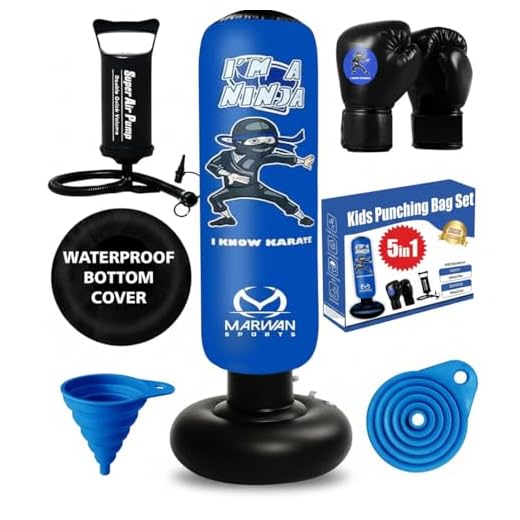 Marwan Sports Kids Punching Bag Toy Set, Inflatable Boxing Bag Toy for Boys Age 3-12, Ninja Toys for Boys, Christmas,Birthday Gifts for Kids 4,5,6,7,8,9,10 Years Old (Blue Ninja)