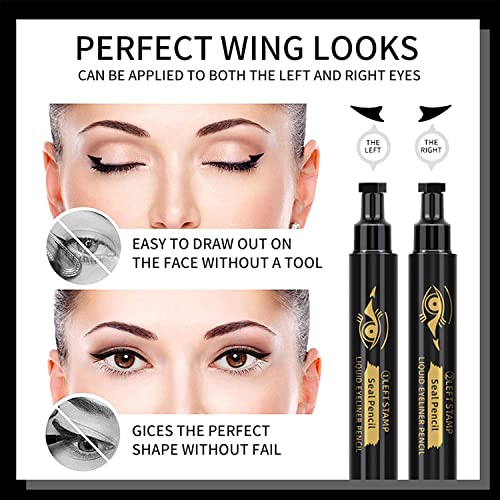 Pinkiou Winged Eyeliner Stamp With Eyeliner Pen 4 Pcs Dual Ends Liquid Wing Eye Liner Long Lasting Waterproof Smudge-Proof Cat Eye (Winged) #TOP7