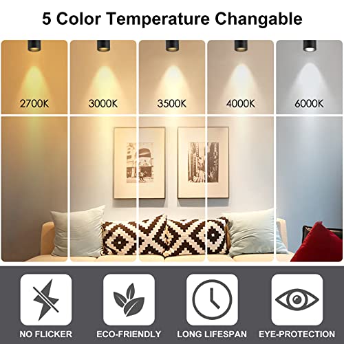 Jarlstar Led Ceiling Spotlight 5 Cct Selectable Spot Light Adjustable Flush Mount Light Fixture 12W Cri 90+ For Living Room Bedroom, Black, 3 Packs #TOP3