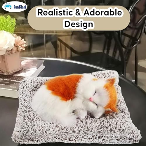 Image of FunBlast Cute Sleeping Cat Plush Toy with Meow Sound, Gift for Kids, Toy Accessories for Car Dashboard (Random Color)
