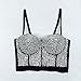 VEENDEO Women's Bustier Crop Top Mesh Corset Top Push up Rhinestone Diamond Bra Club Party Vest