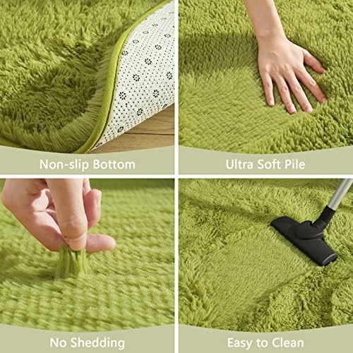 Chicrug Fluffy Green Round Area Rugs for Girls Bedroom, 4x4 Feet Shaggy Circle Area Rug for Living Room, Soft Fuzzy Carpets for Princess Room, Cute Rug Kids Circular Playmats for Baby Nursery Home 7 511lOGHJqRL. AC