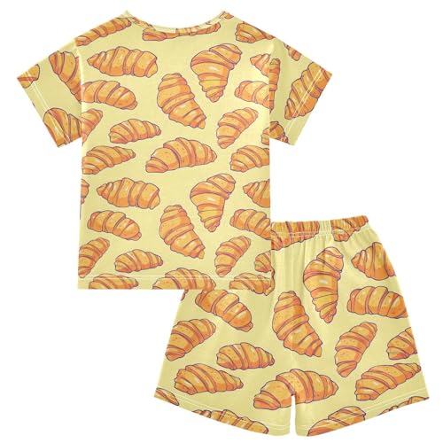 ALAZA Yellow Croissant Bread Pajamas Short Sleeve 2 Piece Sleepwear Top and Bottom Pajama Set Unisex2