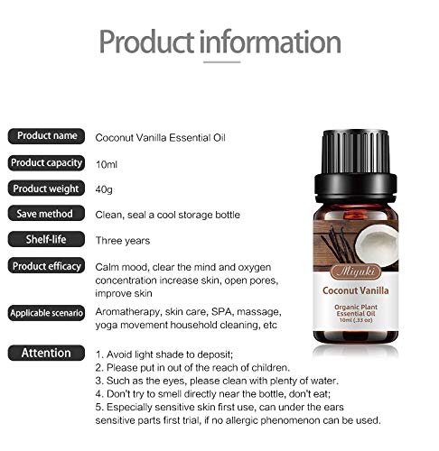 Coconut Vanilla Essential Oil Organic Plant & Natural 100% Pure Therapeutic Grade Aromatherapy Oil For Diffuser, Humidifier, Massage, Sleep, Bath, Spa, Skin & Hair Care 2 Pack X10Ml #TOP2
