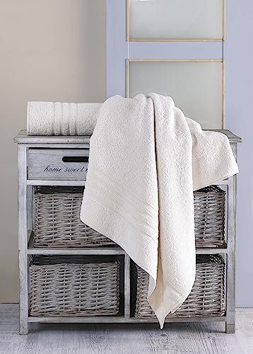Image of Hammam Linen Jumbo Large Bath Towels 2-Pack 35 x 70 Inches Soft and Absorbent, Premium Quality 100% Cotton Towels (Sea Salt, Bath Sheet)