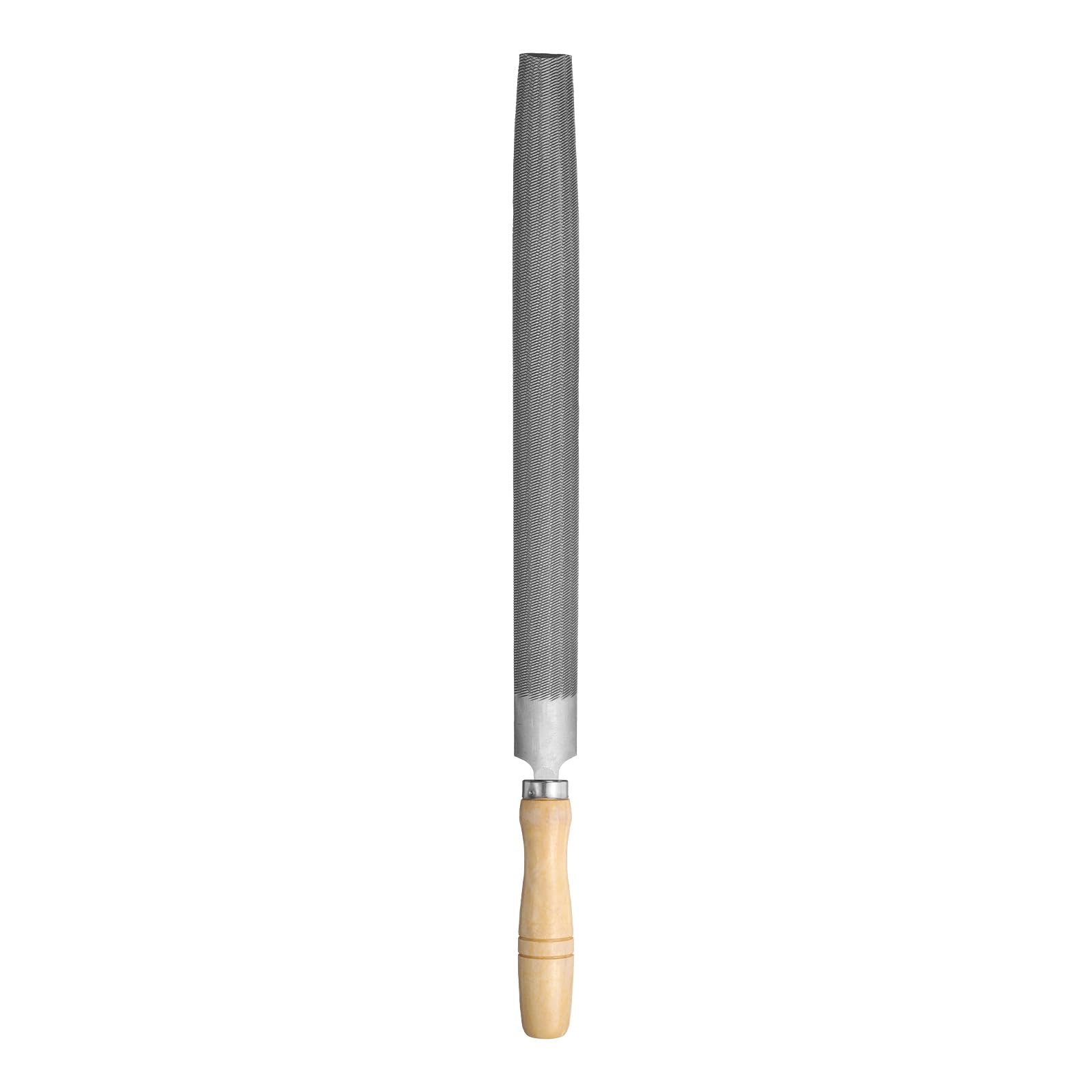 sourcing map Lima de corte medio redondo de 14 pulgadas con dientes de doble corte, acero al carbono T12 con mango de madera para afilador de herramientas de madera y metal, color gris