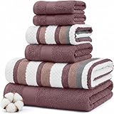 Modern Threads, Pax, Juego de Toallas Reversibles de Jacquard teñidas, Toallas de baño, Mano y paños, súper absorbentes y de Secado rápido, 100% algodón Peinado, 6 Unidades, Rosa Palisandro