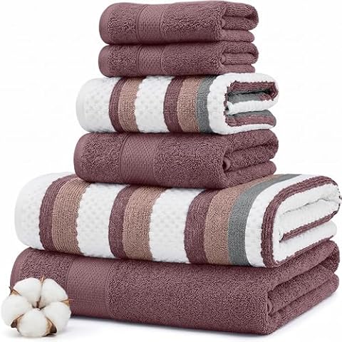 Modern Threads Pax 6-częściowy zestaw dwustronnych ręczników żakardowych, barwionych przędzą, ręczniki kąpielowe, ręczniki do rąk i ściereczki do prania, bardzo chłonne i szybkoschnące, 100% czesana