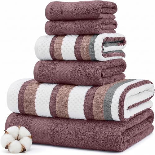 Modern Threads Pax 6-częściowy zestaw dwustronnych ręczników żakardowych, barwionych przędzą, ręczniki kąpielowe, ręczniki do rąk i ściereczki do prania, bardzo chłonne i szybkoschnące, 100% czesana