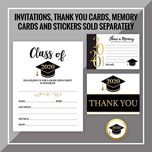 Miniatura 6 de Invitaciones de fiesta de graduación doradas y negras 25 a 2025 con sobres para universidad, escuela secundaria, celebración o anuncio de graduación