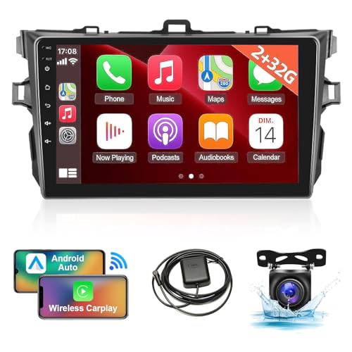 Leadfan Android Car Stereo Radio for Toyota Corolla 2008 2009 2010 2011 2012 Wireless CarPlay Android Auto Touch Screen with in-Dash GPS Navigation WiFi Mirror Link/Bluetooth/SWC/FM/WiFi/USB