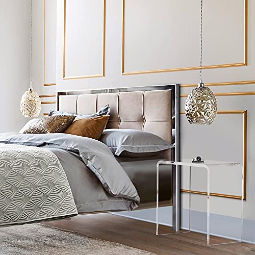 Elavain Clear Acrylic End Table With Rounded Edges | Perfect Waterfall End Tables For Living Room, Night Stands For Bedrooms, Console Tables For Entryway & Modern Occasional Tables| 21"L X 12"W X 21"H #TOP4